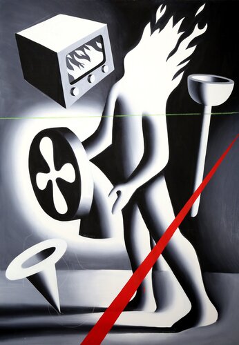 Is Gramercy Park Burning? di Mark Kostabi, Pittura in vendita su Singulart