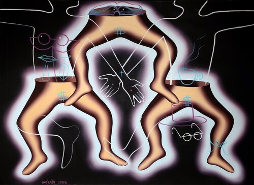 Balancing the Budget di Mark Kostabi, Pittura in vendita su Singulart