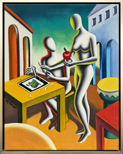 Drawing Lesson (framed original painting on canvas) by Mark Kostabi, Painting for Sale on Singulart