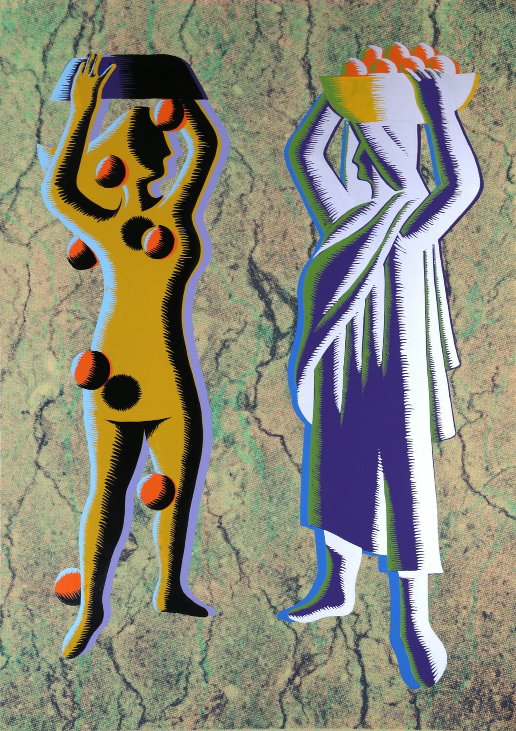Two Cultures (Green) Mark Kostabi