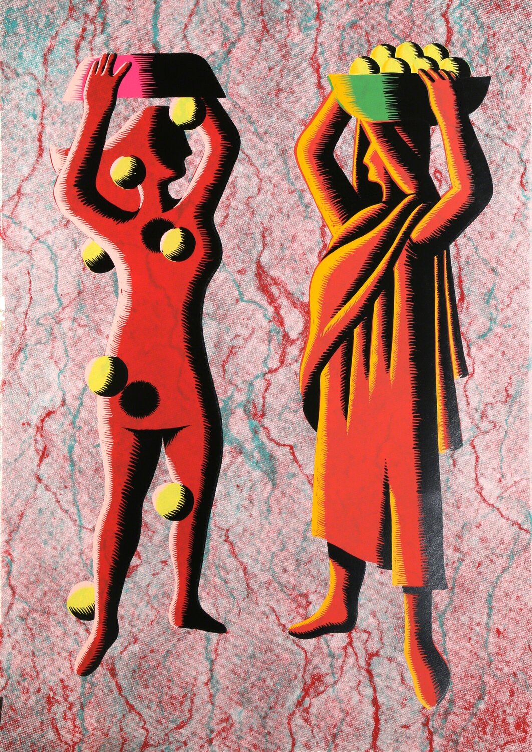 Two Cultures - Red Mark Kostabi