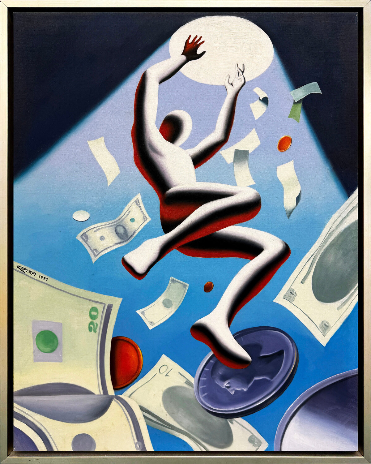 Pit Fall (framed original painting on canvas) Mark Kostabi