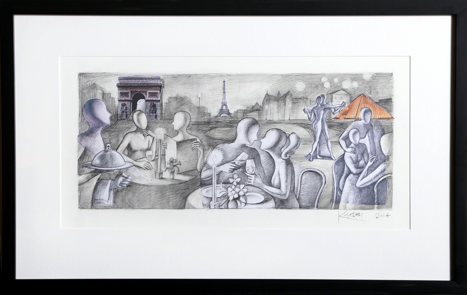 Study for a Transfigured Night Mark Kostabi Werk op papier te koop
