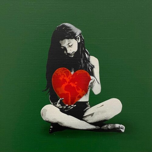 Love The World You Live In Semi Mini Green  di Kunstrasen, Altri media in vendita su Singulart