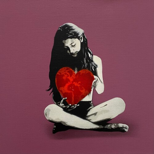 Love The World You Live In Semi Mini Dark Pink di Kunstrasen, Altri media in vendita su Singulart