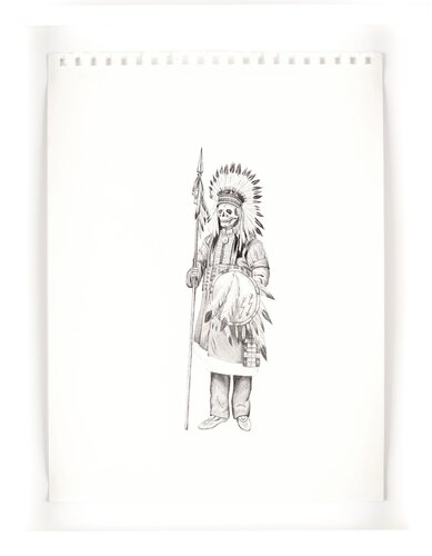 Untitled (Skull Indian) di Wes Lang, Opera su carta in vendita su Singulart