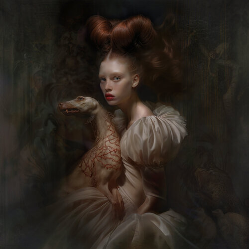 Lady with Dragondog de Corinna Holthusen, Fotografía a la venta en Singulart