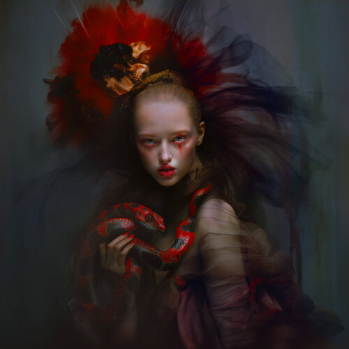 Girl with red snake Corinna Holthusen