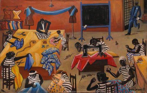 Women's Jail, Nigeria di Jacob Lawrence, Pittura in vendita su Singulart
