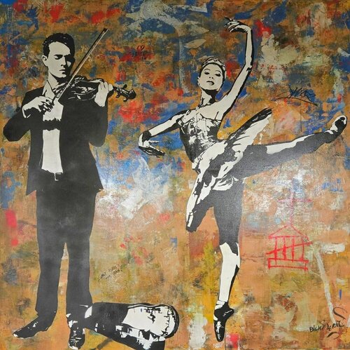 THE VIOLONIST AND THE BALLERINA 2022 di Blek le Rat, Altri media in vendita su Singulart