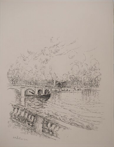 Le pont du Quai d'Orsay, Gravure originale signée di Henri Lebasque, Stampa in vendita su Singulart