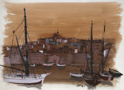 Marseilles Harbor de Charles Levier, Pintura a la venta en Singulart