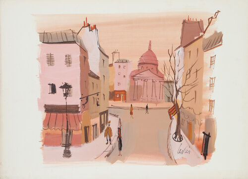 Rue Parisienne en Automne by Charles Levier, 紙面作品 for Sale on Singulart