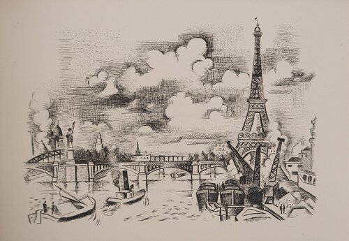 Tour Eiffel depuis la Seine, Gravure originale by André Lhote, Print for Sale on Singulart