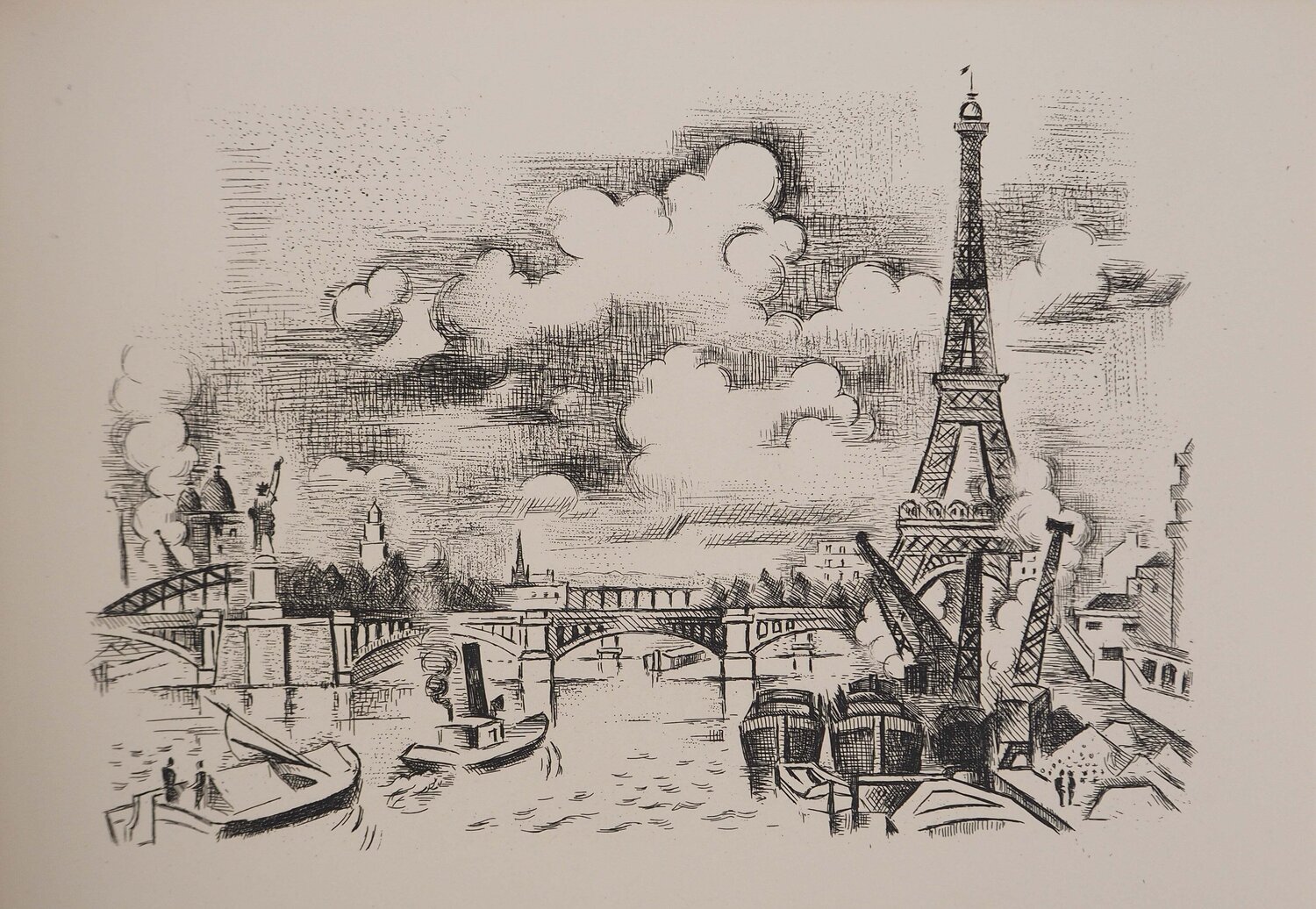 Tour Eiffel depuis la Seine, Gravure originale André Lhote Druck zu verkaufen