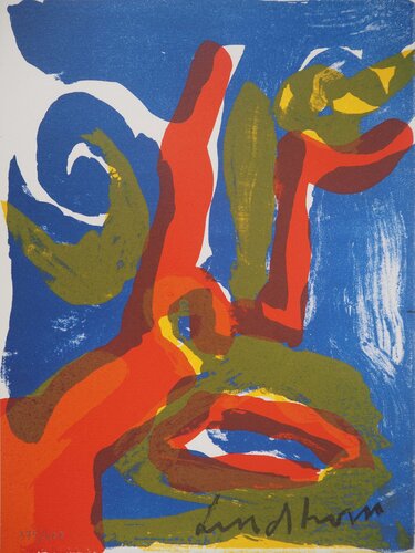 Visage bleu, Lithographie originale signée by Bengt Lindström, Print for Sale on Singulart