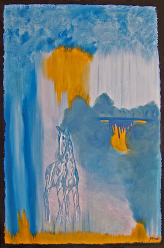 Caballo Azul par Jo Moore, Peinture en vente sur Singulart