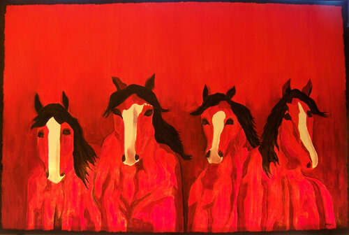 Four Amigos par Jo Moore, Peinture en vente sur Singulart