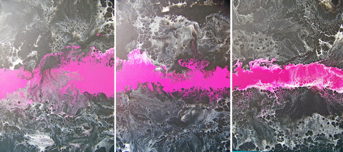 Here Comes the Night IV---Magenta Triptych par Jo Moore, Peinture en vente sur Singulart