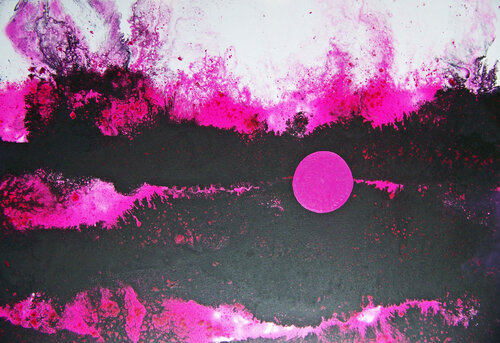 Magenta Morning Moon par Jo Moore, Peinture en vente sur Singulart