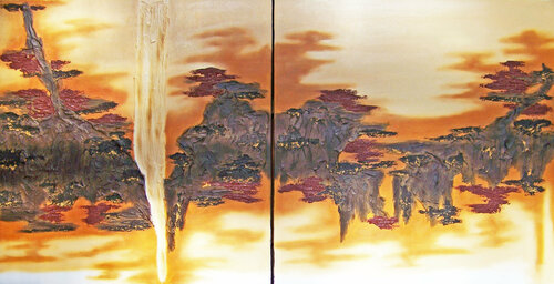 Autumn's Song---Diptych di Jo Moore, Pittura in vendita su Singulart