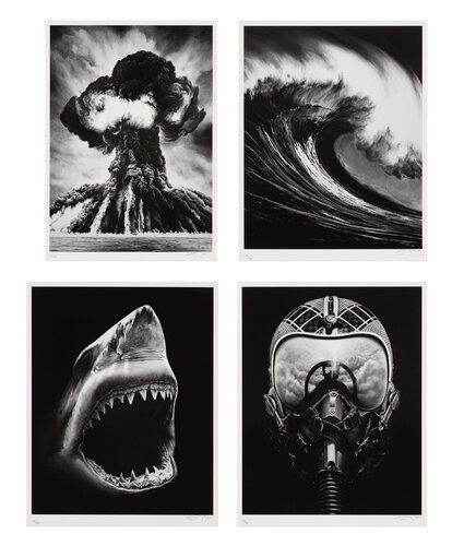 Complete Set of Four: Untitled (Shark 5); Untitled (Ulysses); Spanish Blood (Lion’s Gate); and Russian Bomb (Semipalatinsk) by Robert Longo, Print for Sale on Singulart