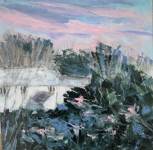 Frosty Fishermans Cottage di Nikki Wheeler, Pittura in vendita su Singulart