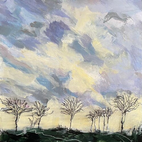 Sunset and Winter Trees di Nikki Wheeler, Pittura in vendita su Singulart