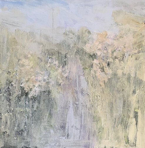 Ethereal Misty Lane, Sping di Nikki Wheeler, Pittura in vendita su Singulart