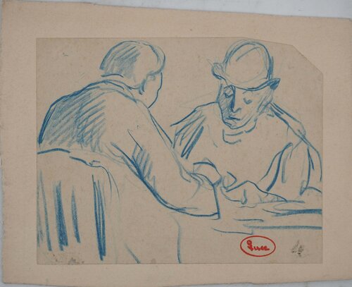 Deux amis au café van Maximilien Luce, Werk op papier te koop op Singulart