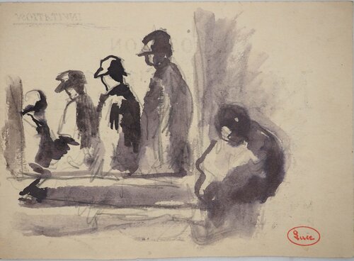 Personnages faisant la queue by Maximilien Luce, Drawing for Sale on Singulart