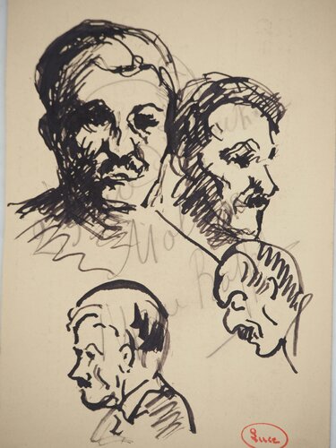 Etude d'hommes à la moustache van Maximilien Luce, Werk op papier te koop op Singulart