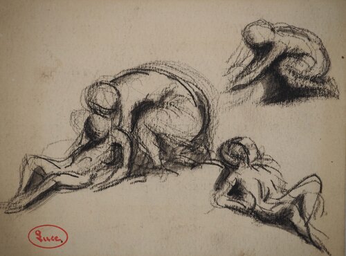 Etudes de personnage allongé par Maximilien Luce, Œuvre sur papier en vente sur Singulart