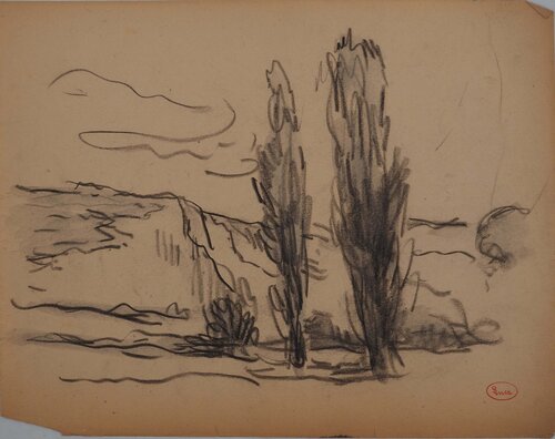 Les deux cyprès by Maximilien Luce, Drawing for Sale on Singulart
