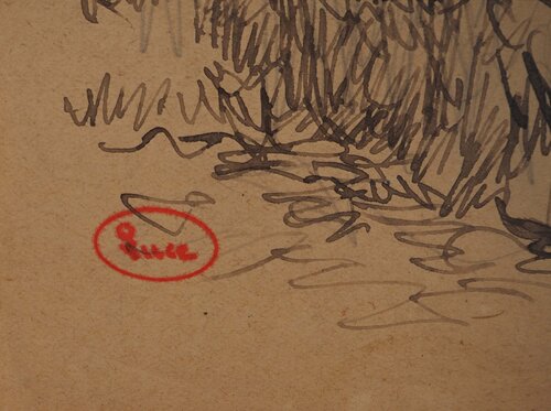 Jeunes arbres en bord de sentier par Maximilien Luce, Œuvre sur papier en vente sur Singulart