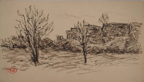 Paysage d'hiver par Maximilien Luce, Dessin en vente sur Singulart