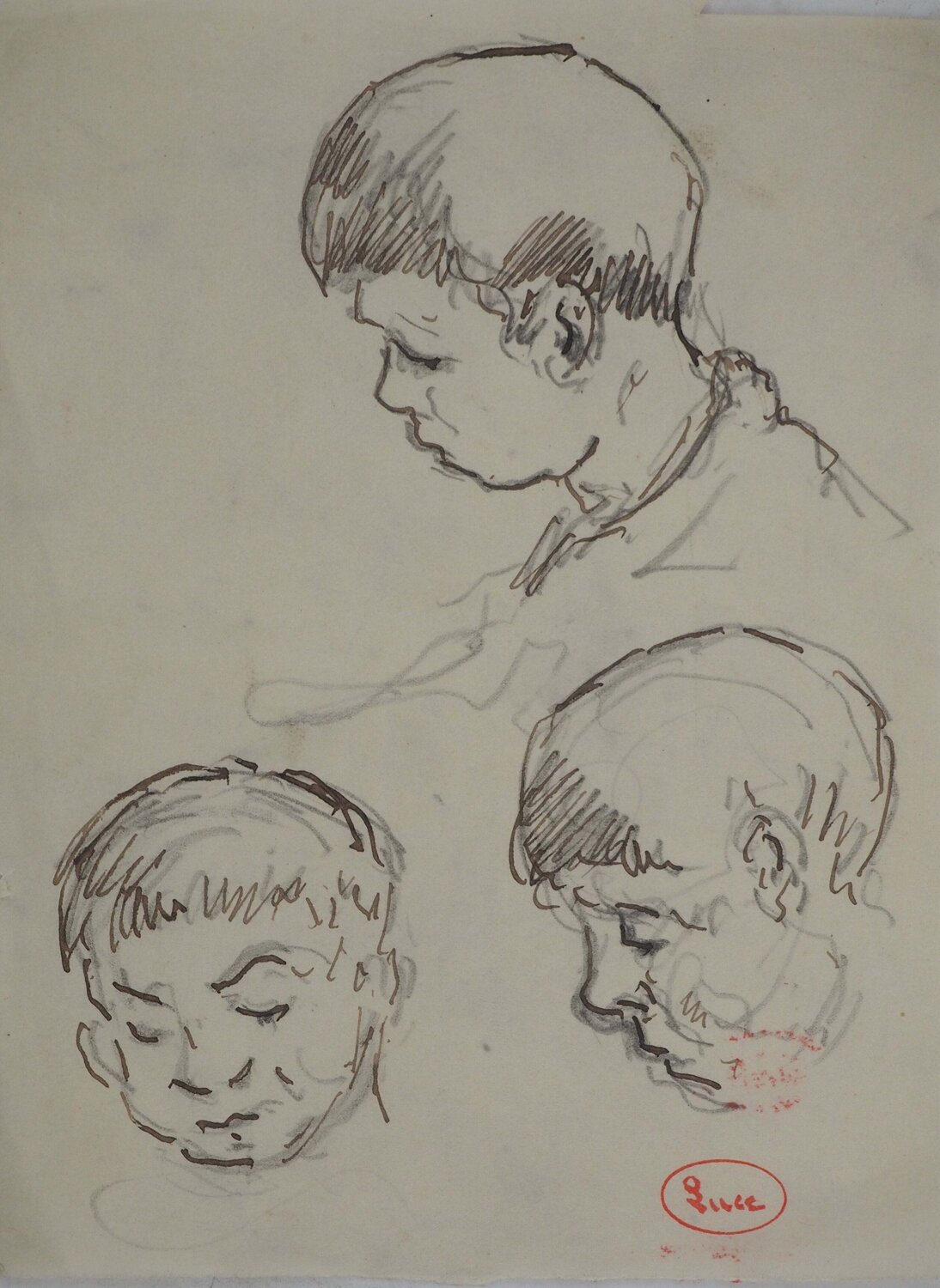 Trois frères Maximilien Luce Drawing for sale