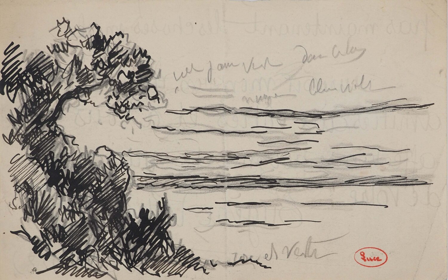 Végétation en bord de mer Maximilien Luce Drawing for sale
