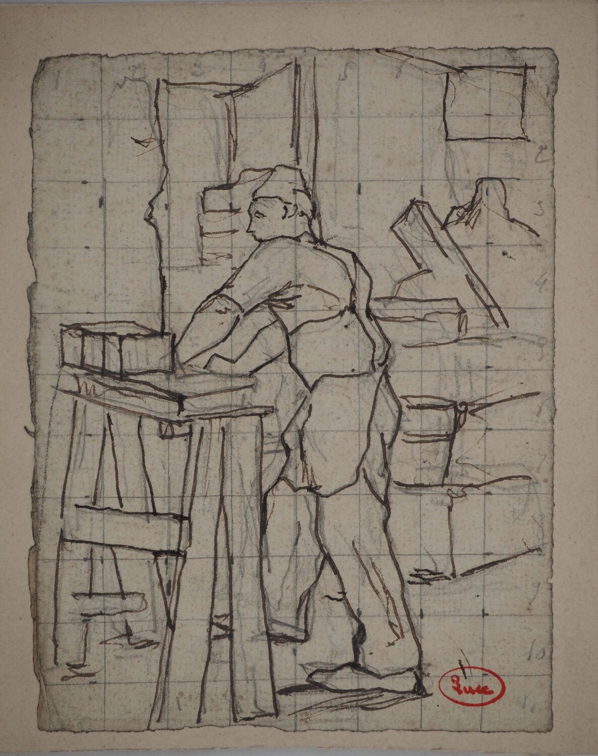 L'atelier de l'artisan Maximilien Luce Disegno in vendita
