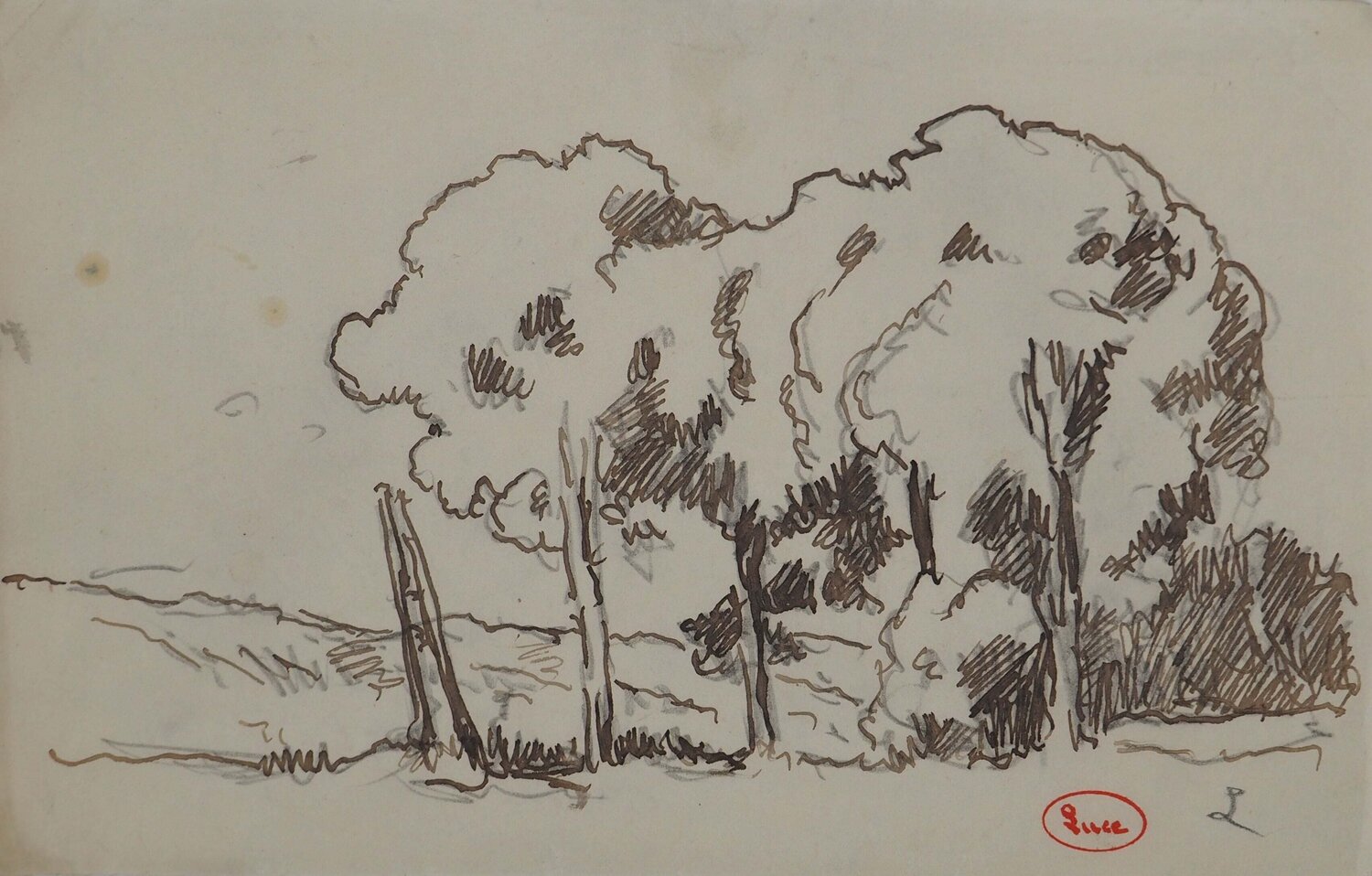 Normandie, Forêt en été, Dessin original signé Maximilien Luce Dessin à vendre