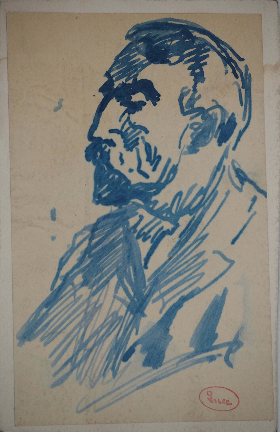 Notable à la moustache Maximilien Luce Drawing for sale