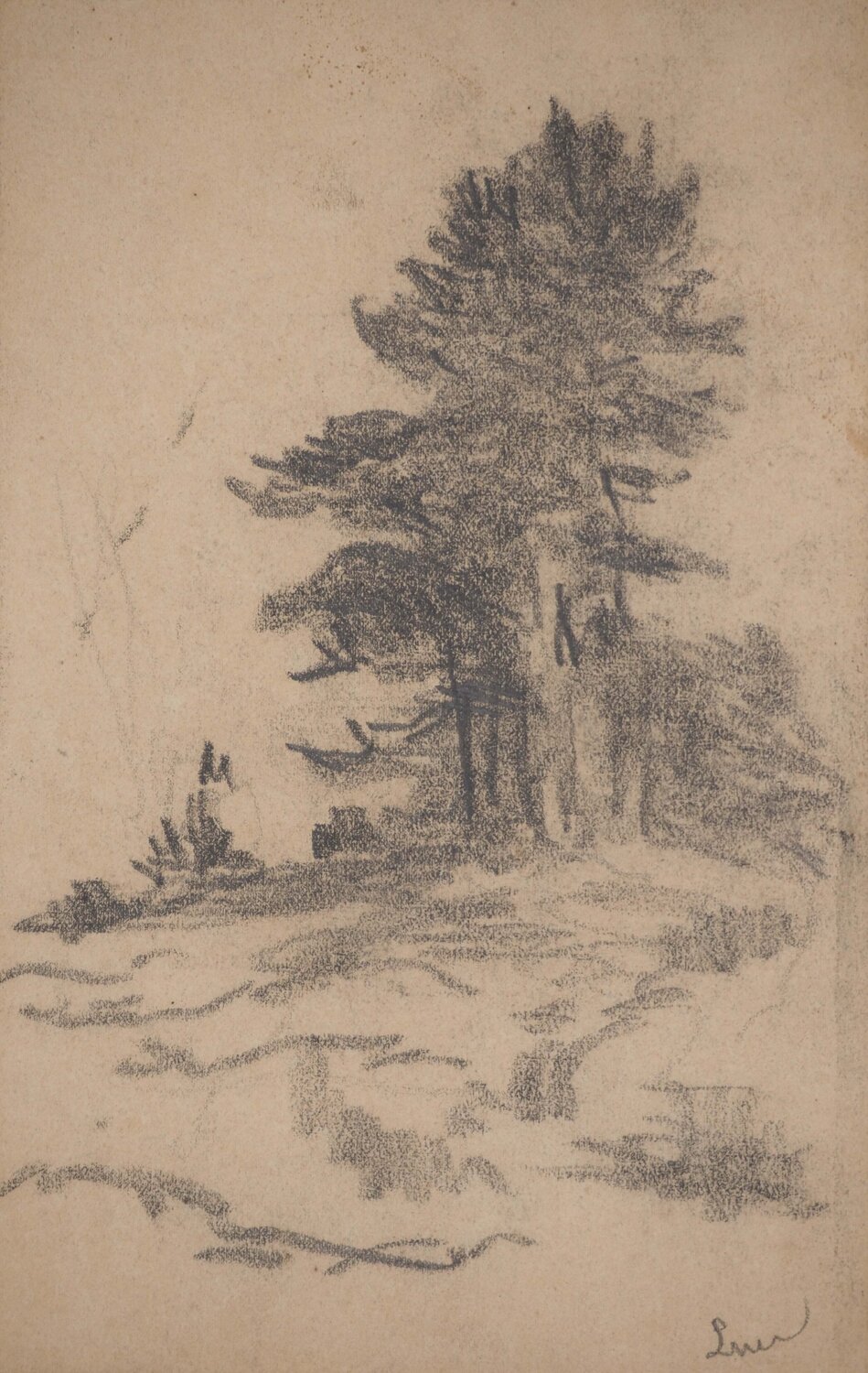 Paysage dans la brume, Dessin original signé Maximilien Luce Dessin à vendre