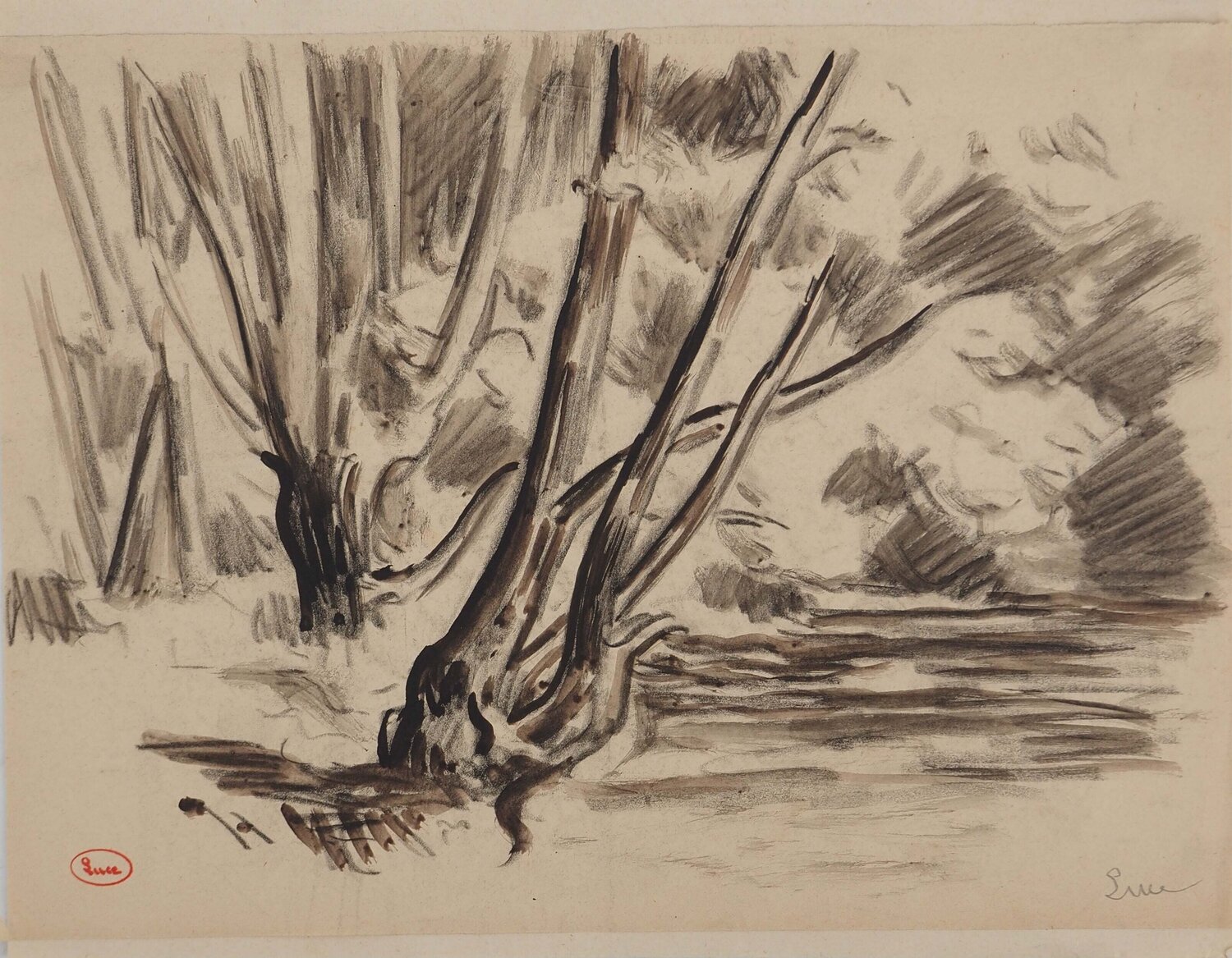 Bord du lac Maximilien Luce Drawing for sale