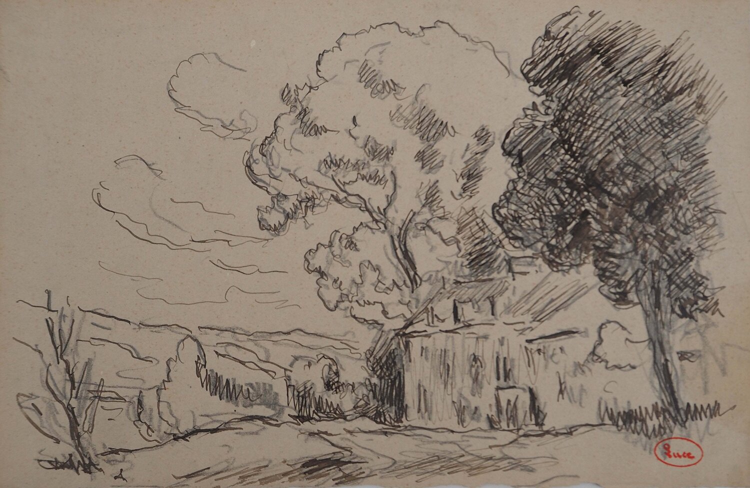 La maison de campagne Maximilien Luce Drawing for sale