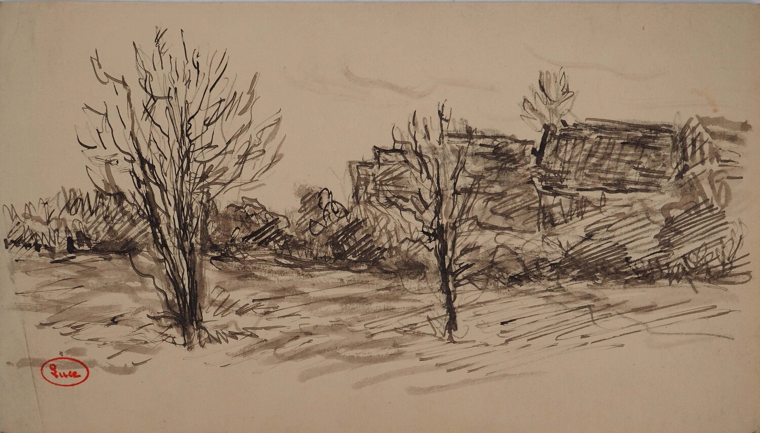 Paysage d'hiver Maximilien Luce Dessin à vendre