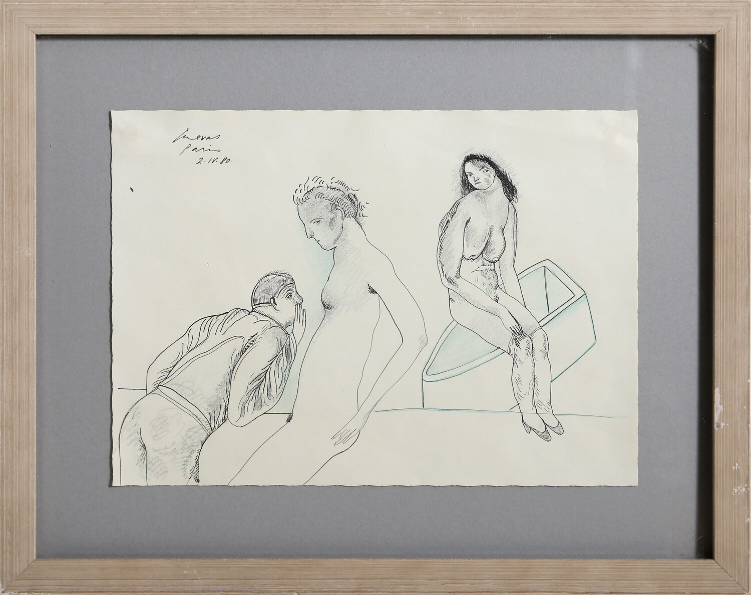 Whispering Figure José Luis Cuevas Work on Paper for sale