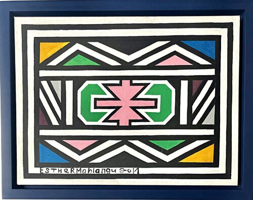 Esther Mahlangu - Untitled Ndebele Abstract painting di Esther Mahlangu, Pittura in vendita su Singulart