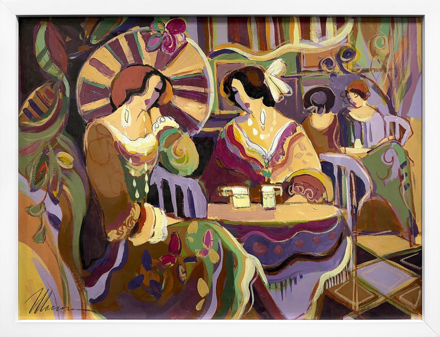 Afternoon Tea (large original painting on canvas) Isaac Maimon Dipinto originale in vendita