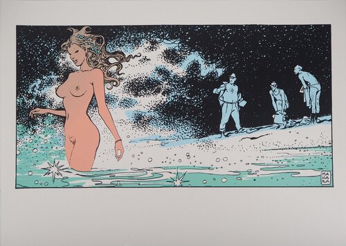 Sirène dans les flots, Sérigraphie originale signée Milo Manara
