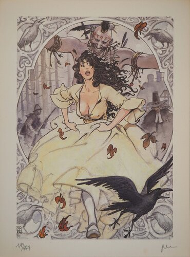 Jeune femme poursuivie par un indien, Lithographie signée by Milo Manara, Print for Sale on Singulart